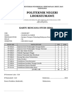 Politeknik Negeri Lhokseumawe: Kartu Rencana Studi (KRS)