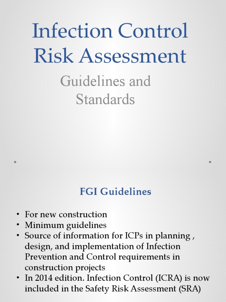 Infection Control Risk Assessment Guidelines and Standards PDF