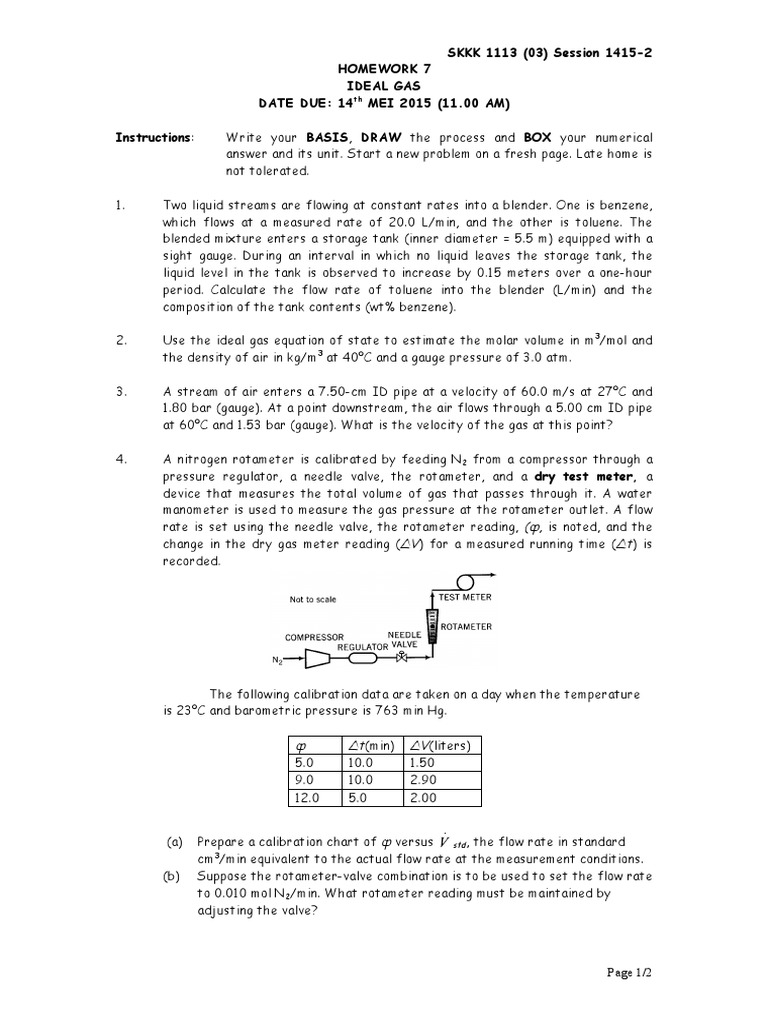 Ideal Gas Revision | PDF | Gases | Flow Measurement