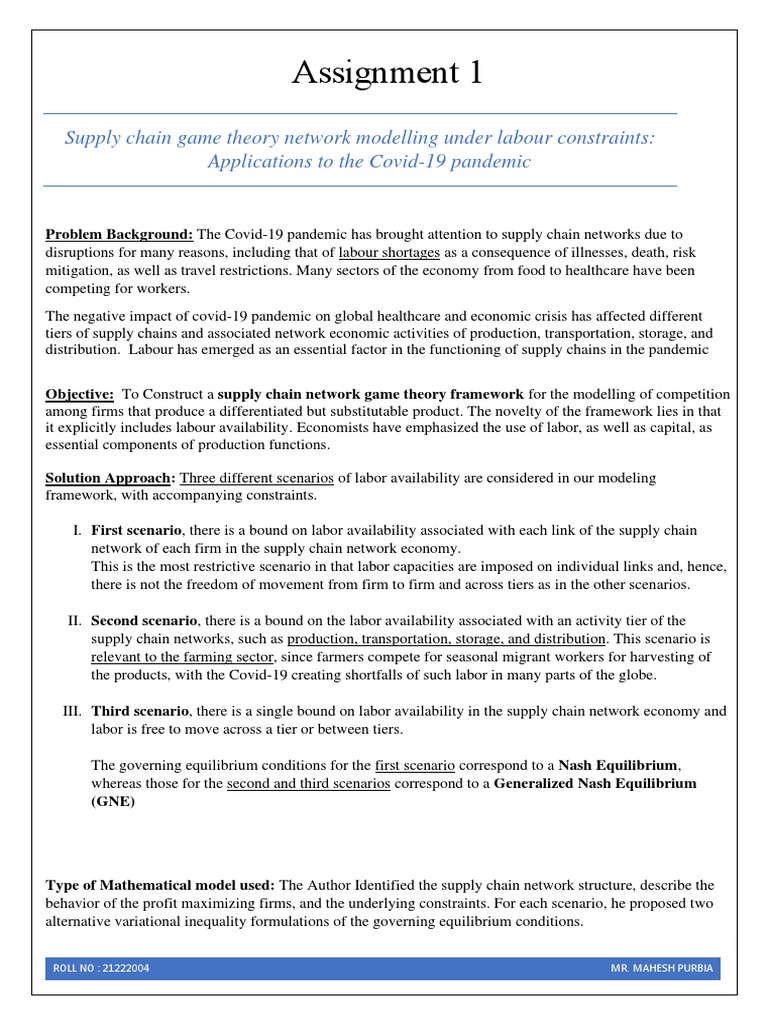 Supply Chain Game Theory During COVID-19 | PDF | Labour Economics ...