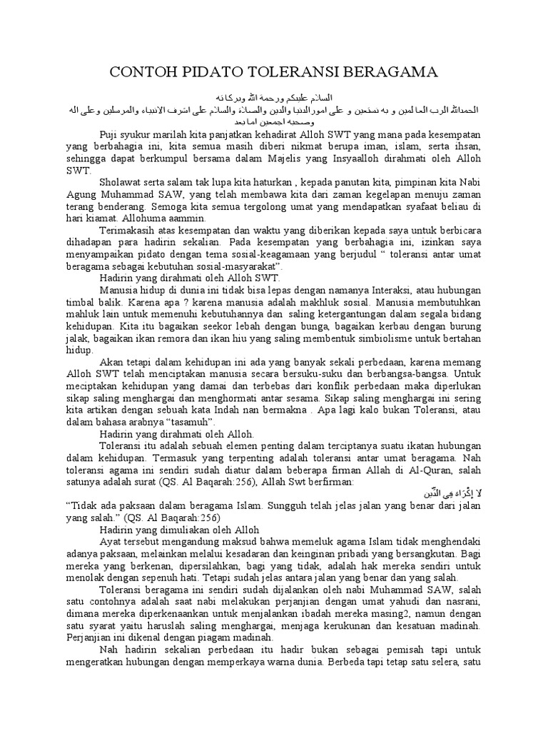 Contoh Pidato Toleransi Beragama PDF