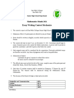 Essay Writing Contest Mechanics: Mathematics Month 2021