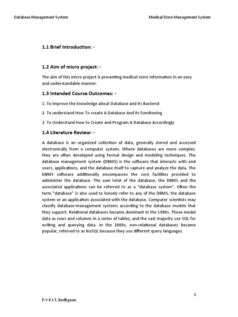 Medical Store Database Management Guide | PDF | Databases | Computer ...