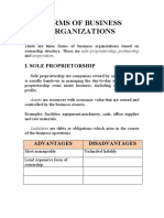 Forms of Business Organizations