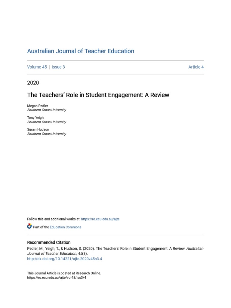 Teachers' Impact on Student Engagement | PDF | Teachers | Pedagogy