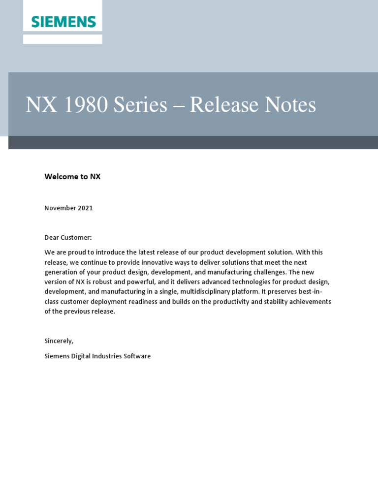 NX 1980 Series - Release Notes | PDF | Product Lifecycle | Information ...