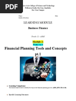 Financial Planning Tools and Concepts pt.1: Learning Module