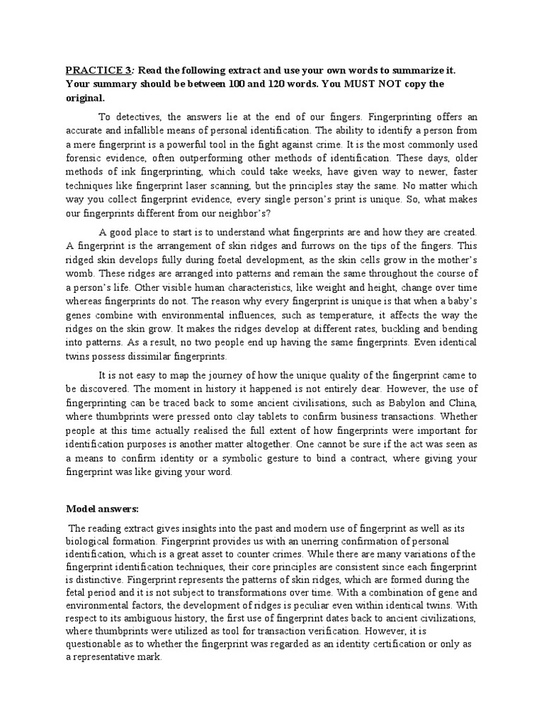 Sample Answers PDF Fingerprint Biometrics