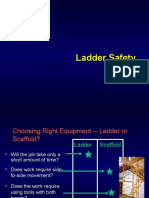 The ladder is not properly secured or tied off at the top. This creates a fall hazard