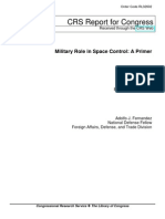 CRS Report For Congress: Military Role in Space Control: A Primer