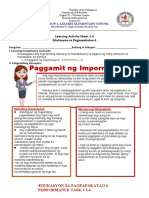 Paggamit NG Impormasyon: Learning Activity Sheet 1.4 Edukasyon Sa Pagpapakatao 6