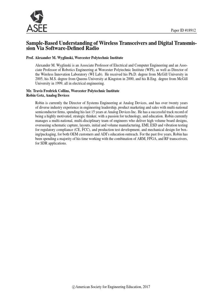 Sample Based Understanding of Wireless Transceivers and Digital ...