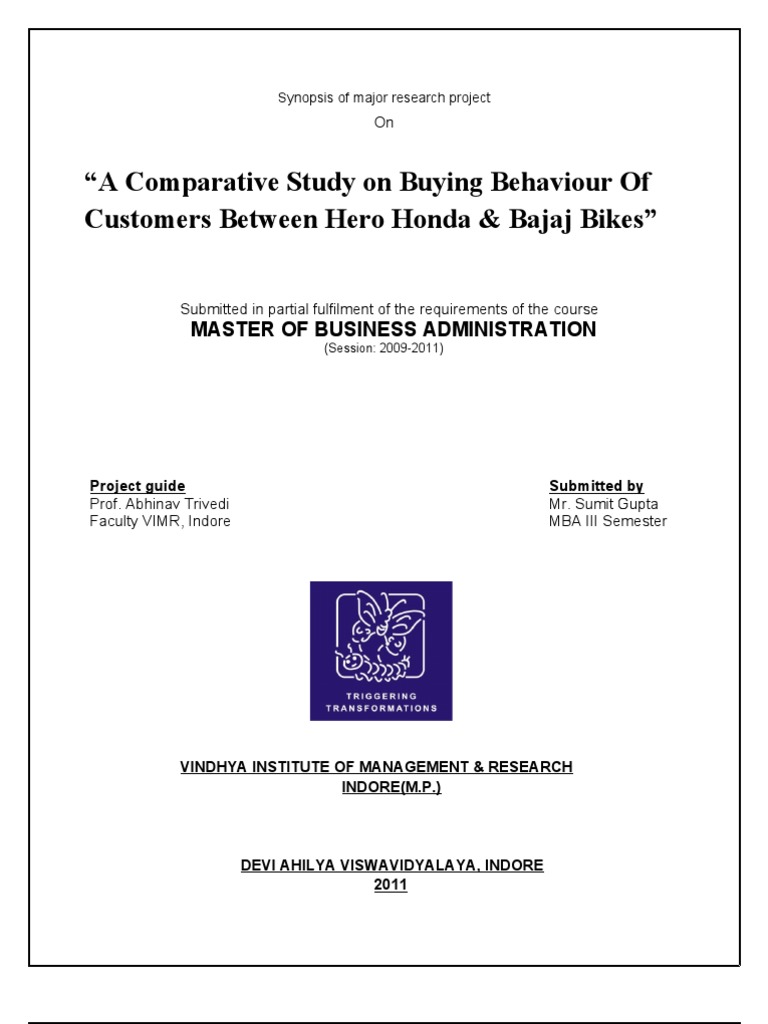 A Comparative Study On Buying Behaviour of Customers Between Hero Honda ...