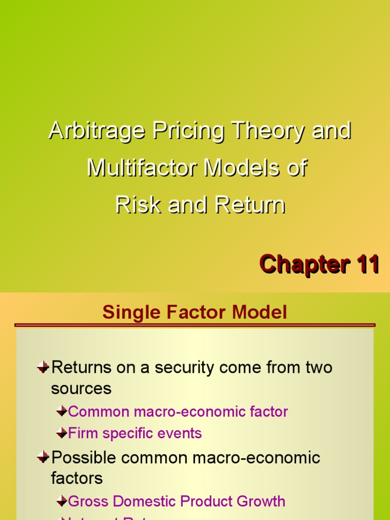 Arbitrage Pricing Theory and Multifactor Models | PDF | Capital Asset ...