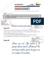 Evaluación 3er A Grado Tercera Unidad