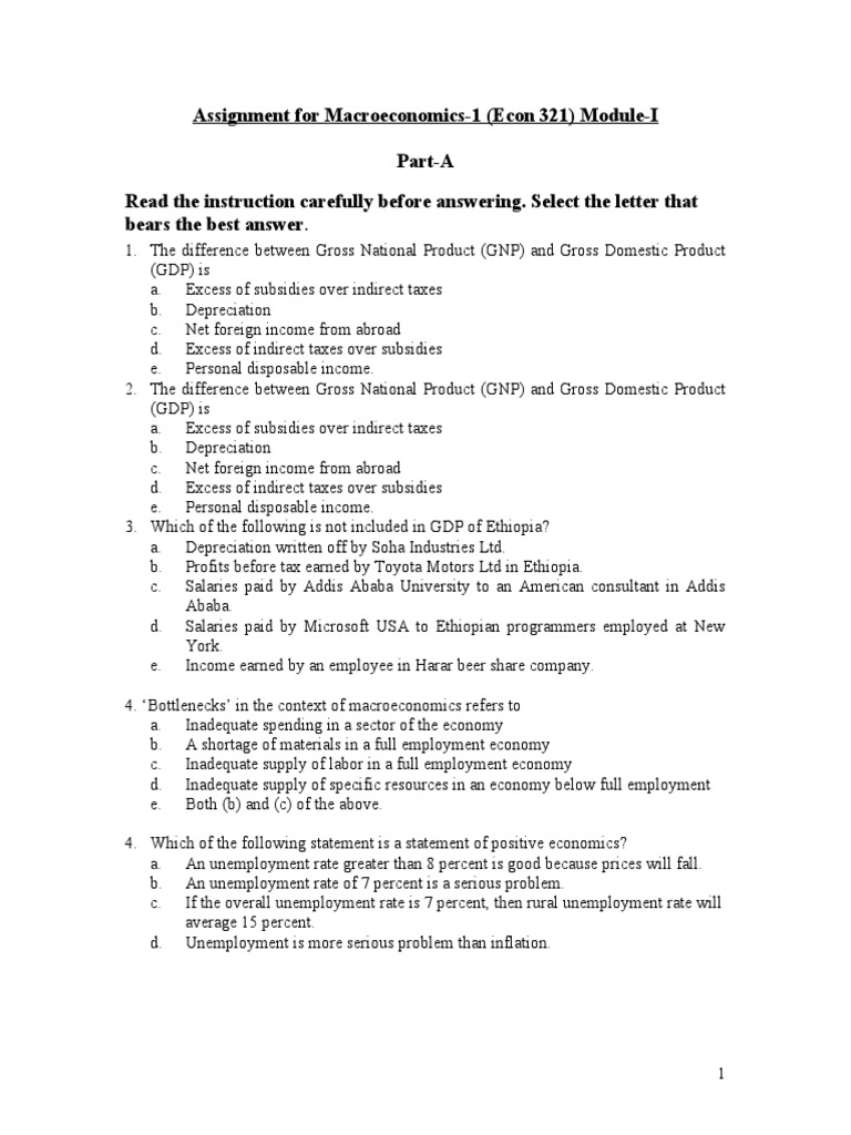 Macroeconomics Assignment Overview | PDF | Gross Domestic Product ...