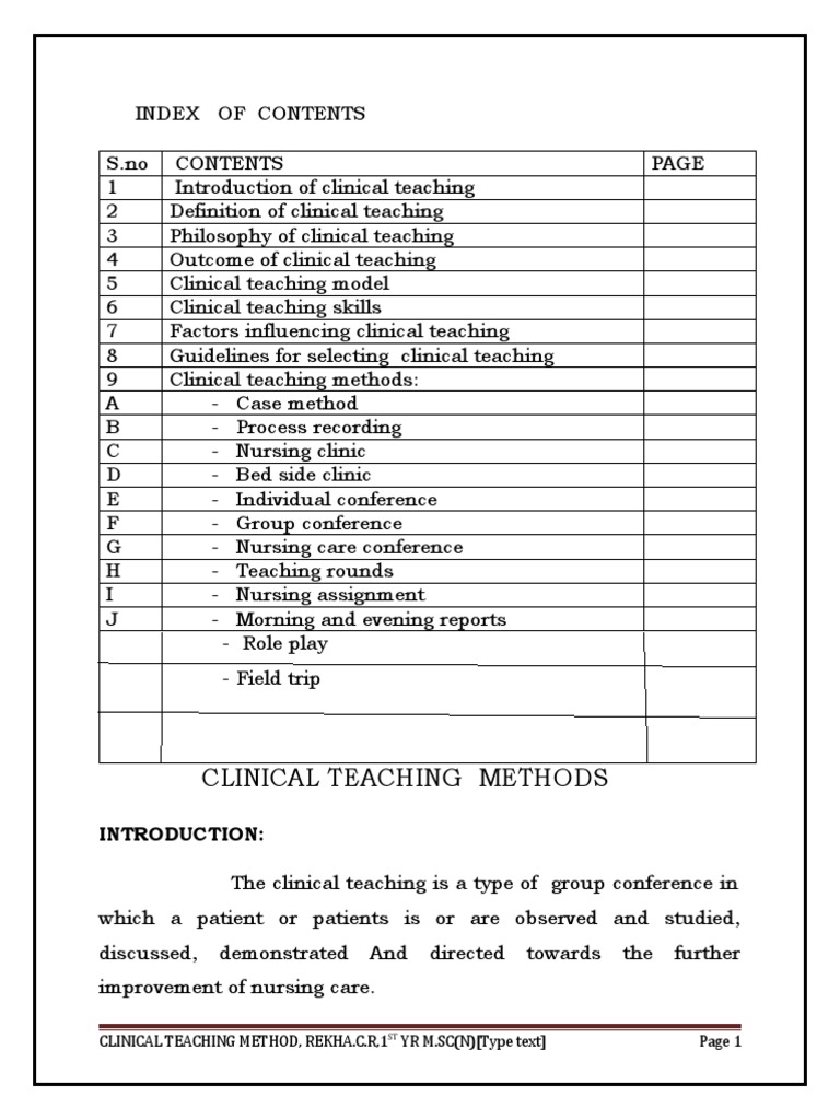 Clinical Teaching Methods in Nursing | PDF | Teaching Method | Nursing