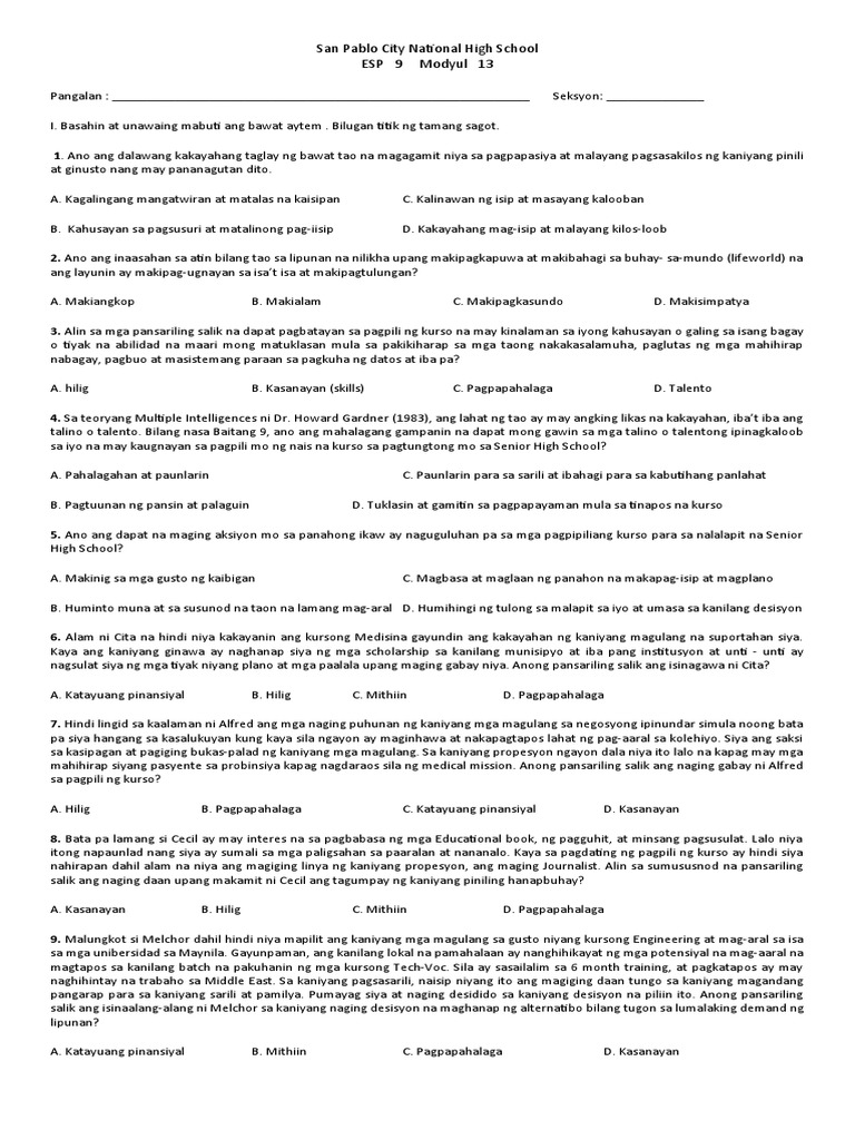 Esp 9 Modyul 13 16 Pdf