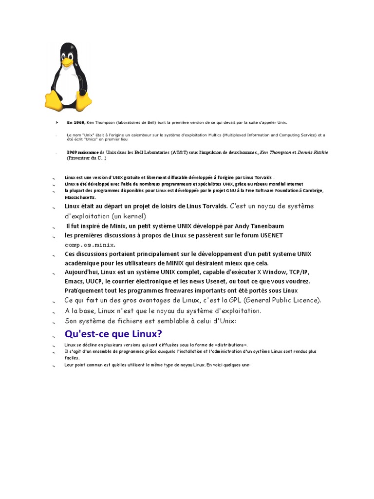 Histoire et origine de Linux | PDF | Unix | Linux