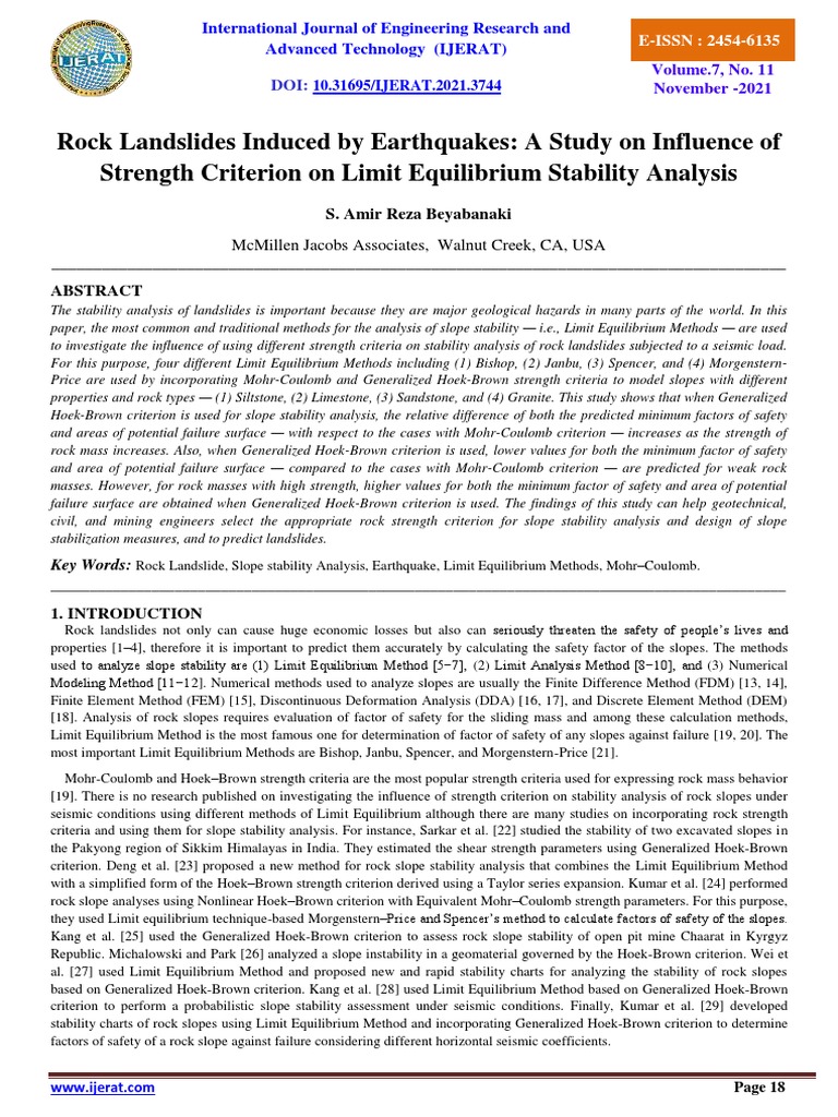 Rock Landslide Stability Analysis Methods | PDF | Soil Mechanics ...