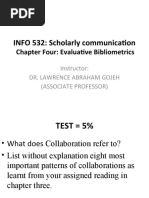 INFO 532: Scholarly Communication: Chapter Four: Evaluative Bibliometrics