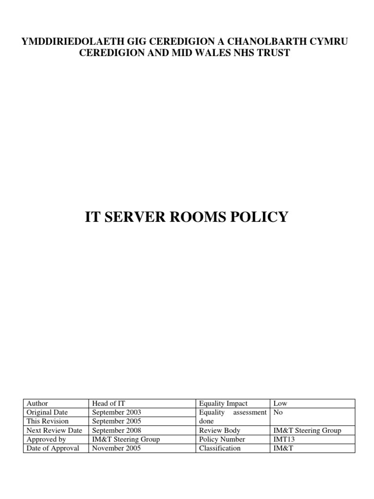 Server Room Policy PDF Government Justice