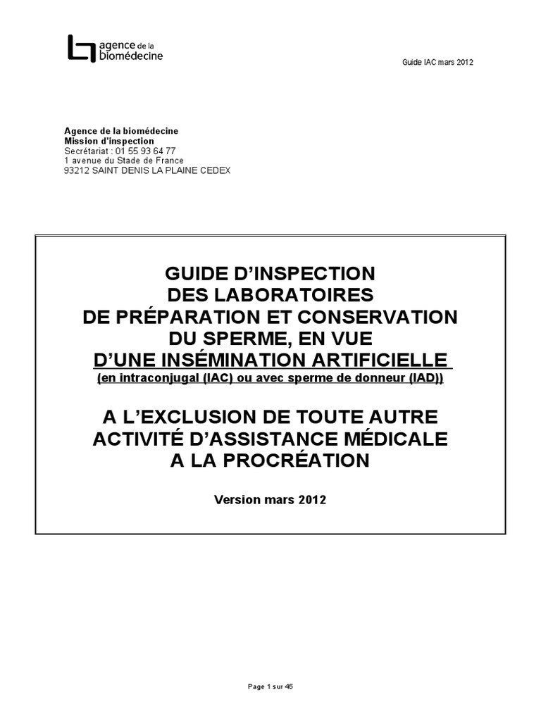 Guide d'Inspection IAC 2012 | PDF | Procréation médicalement assistée ...