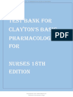Test Bank For Clayton's Basic Pharmacology For Nurses 18th Edition by Willihnganz All Chapters