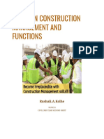 On Construction Management and Functions: Rushali.A.Kolhe