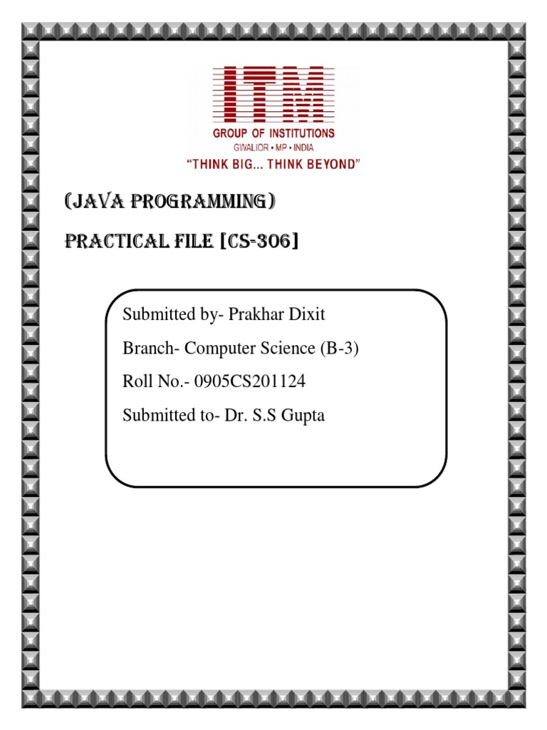 Java Programming CS-306 Practical File | PDF