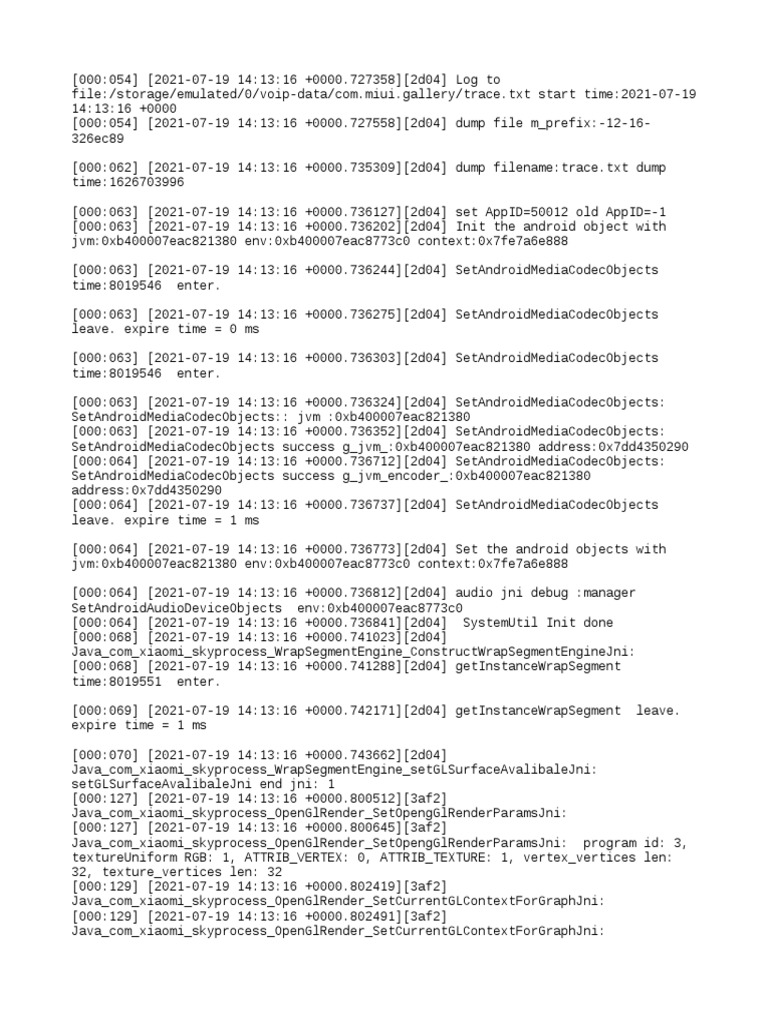 Xiaomi Android JNI Log Trace | PDF | Computing | Computer Engineering