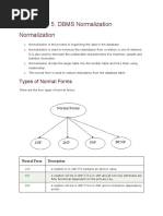 DBMS Normalization Normalization: Types of Normal Forms