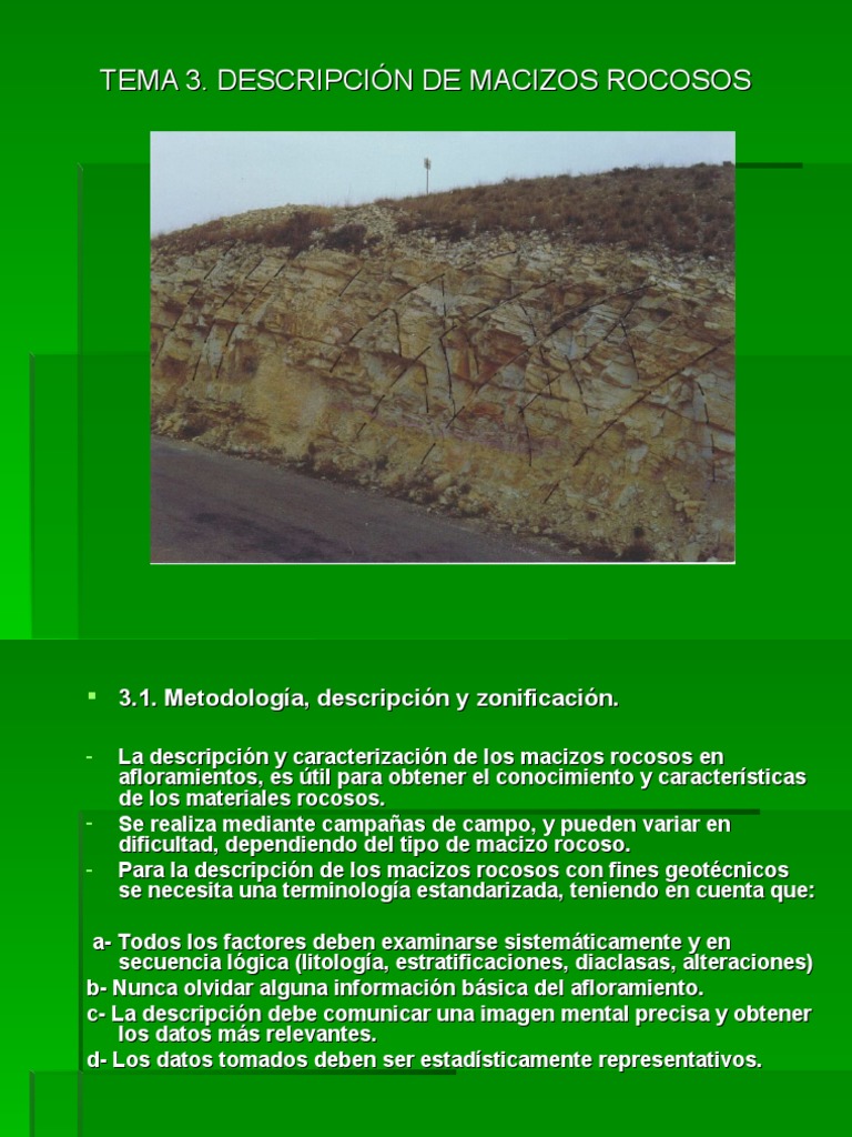 Tema 3 Macizos Rocosos | PDF | Roca (geología) | Meteorización