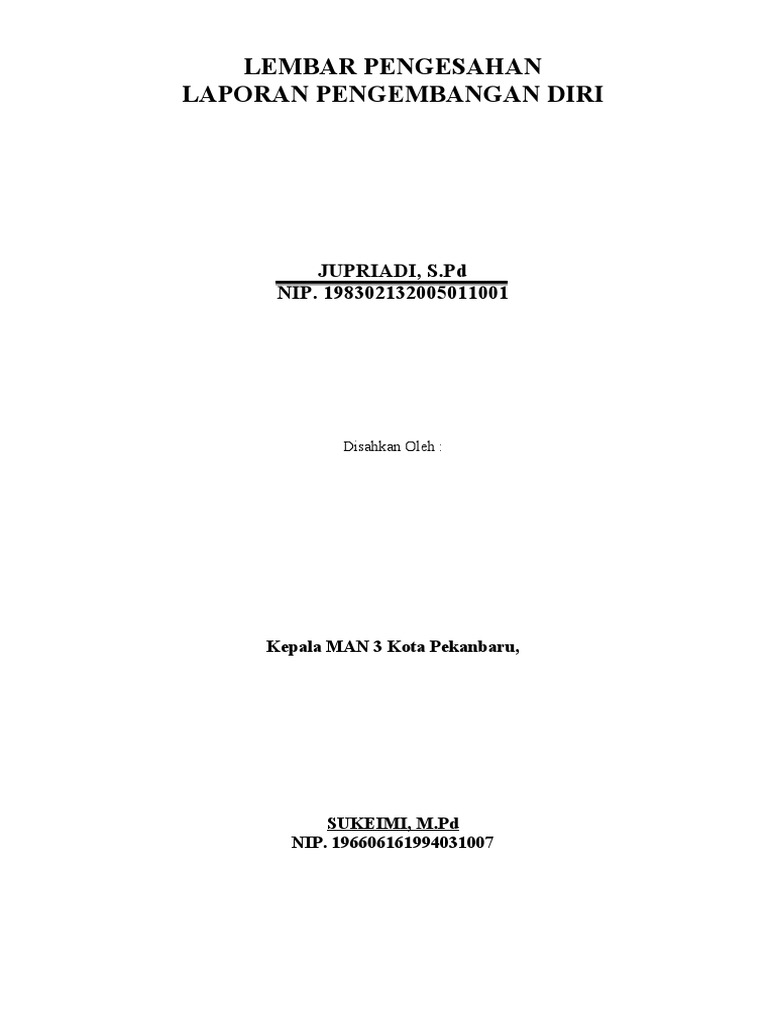 Laporan Pengembangan Diri Guru MEN 3 | PDF | Karier & Perkembangan ...