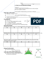 Notes: Kinetic and Total Mechanical Energy Kinetic Energy