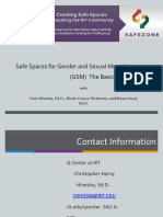 Safe Spaces For Gender and Sexual Minorities (GSM) The Basics