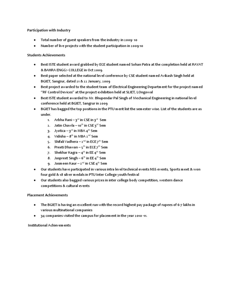 Achievements | PDF | Science & Mathematics