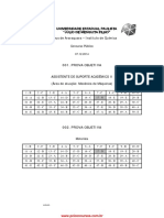 Assistente de Suporte Acadêmico II - Mecânica de Máquinas - 2014 - Gabarito