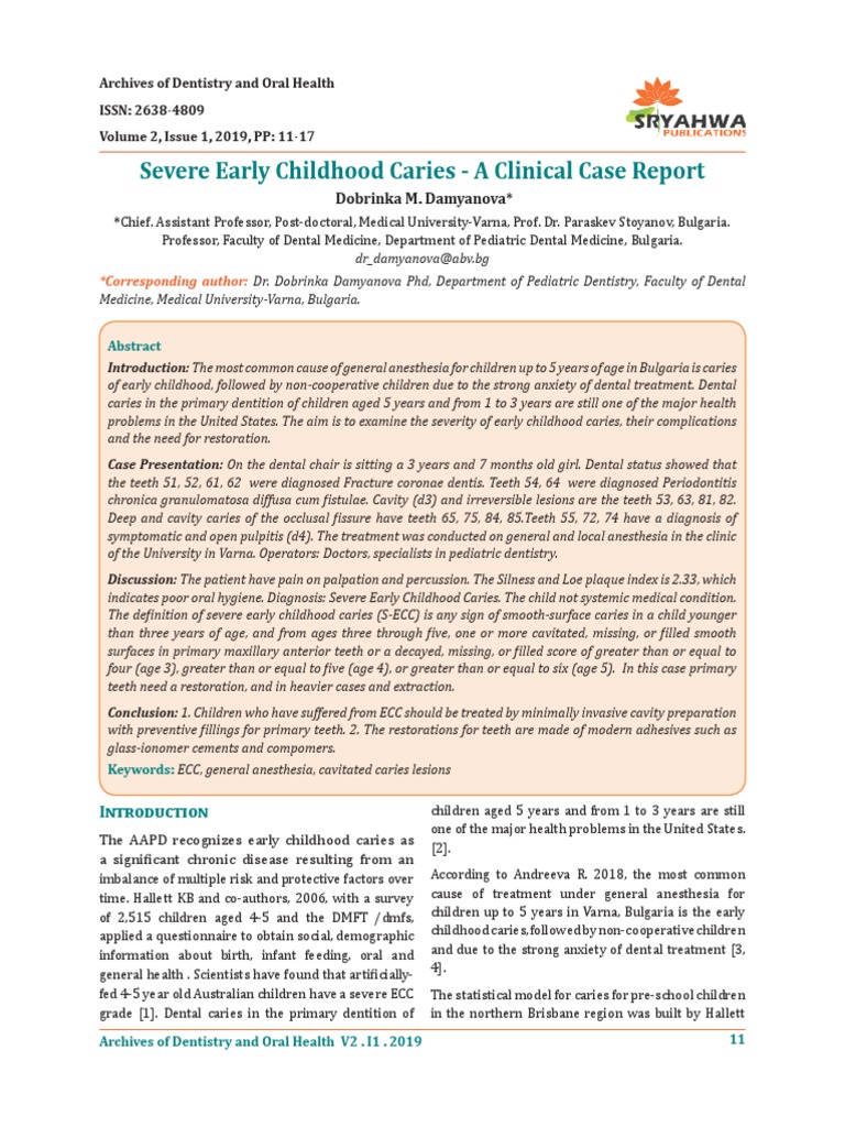 Severe Early Childhood Caries - A Clinical Case Re | PDF | Human Tooth ...