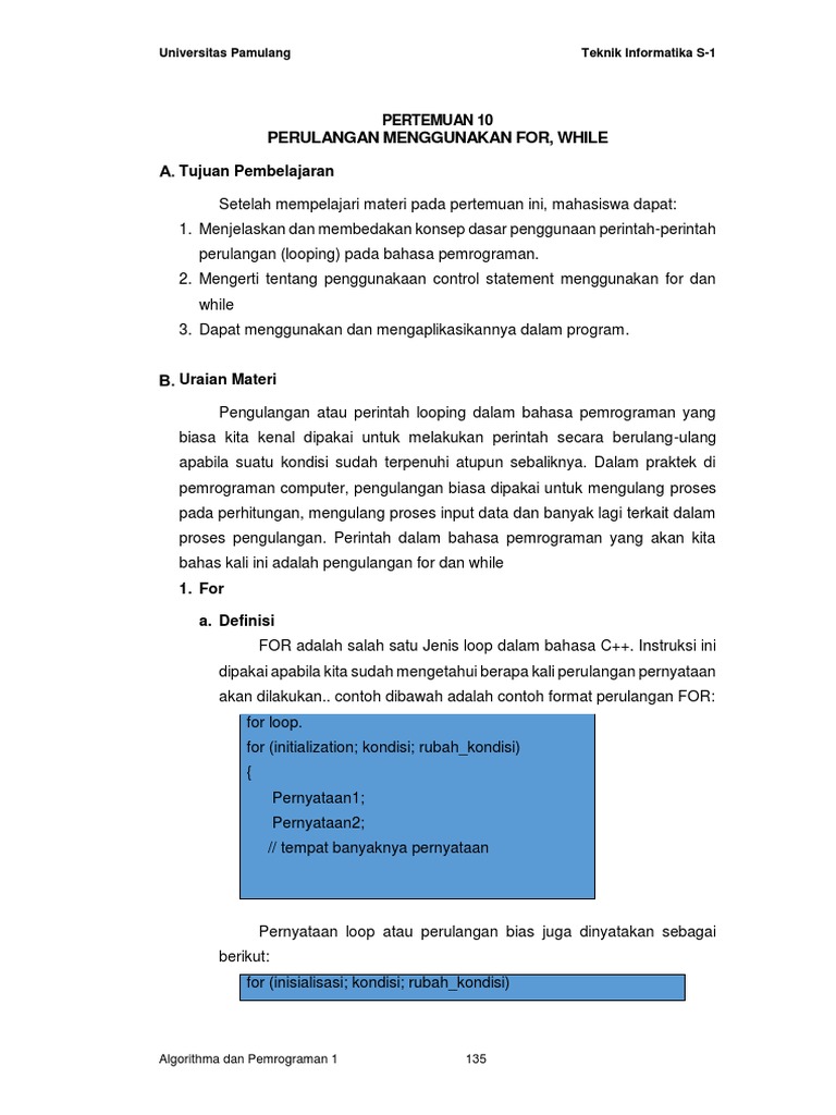 Penggunaan Perulangan For dan While | PDF | Komputer