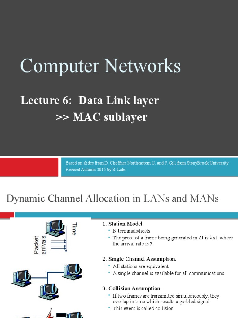 Computer Networks: Lecture 6: Data Link Layer MAC Sublayer | PDF ...