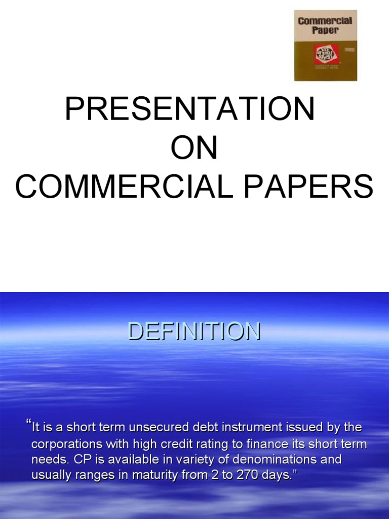 Presentation ON Commercial Papers PDF Commercial Paper Discounting