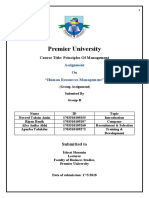 Premier University: Course Title: Principles of Management