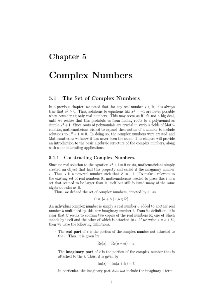 5.1 The Set of Complex Numbers PDF Complex Number Sine