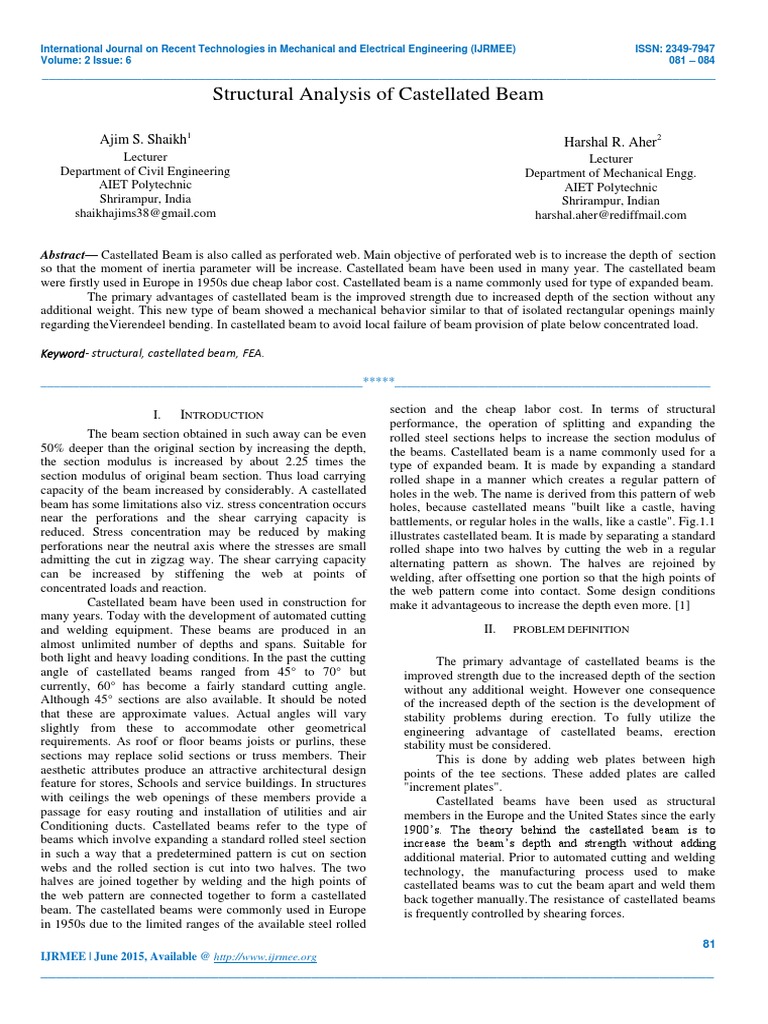 Structural Analysis of Castellated Beams | PDF | Beam (Structure) | Bending