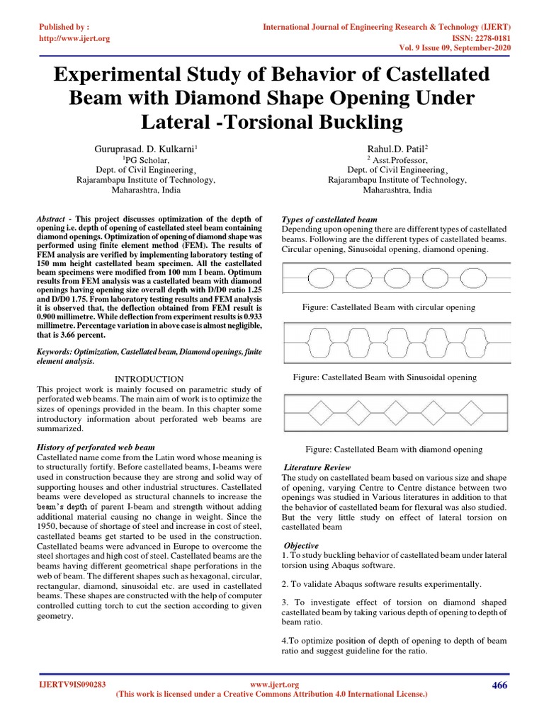 Castellated Beam Behavior Study: FEM Analysis | PDF | Beam (Structure ...