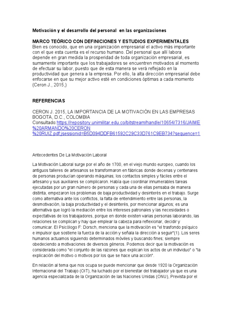Motivación y El Desarrollo Del Personal en Las Organizaciones | PDF ...