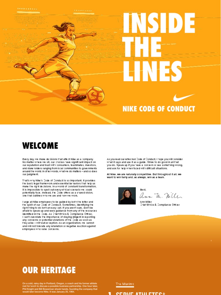 NIKE Inside The Lines Code of Conduct November 2020 PDF Bribery