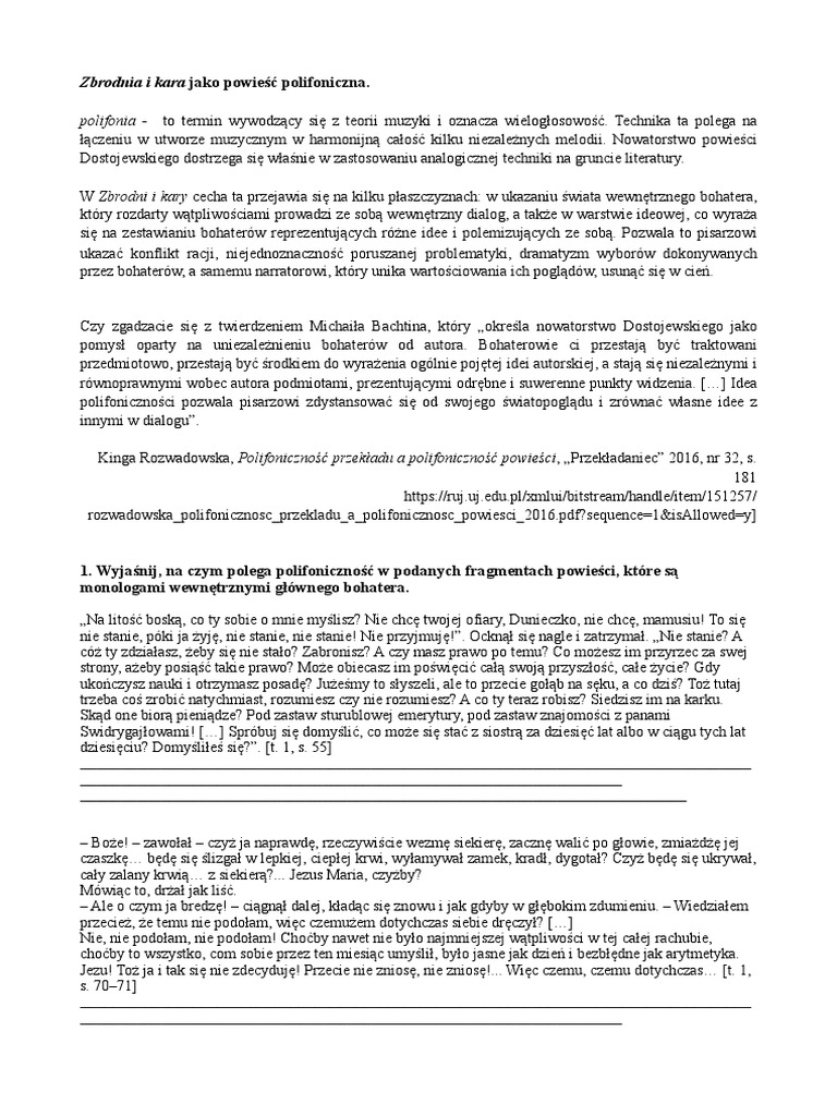 Zbrodnia I Kara Pdf Za Darmo