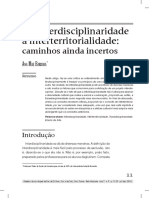 Da Interdisciplinaridade à Interterritorialidade Caminhos Ainda